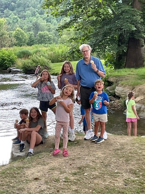 A summer midday stop for ice cream with grandsons and four nieces in Valle Crucis, North Carolina