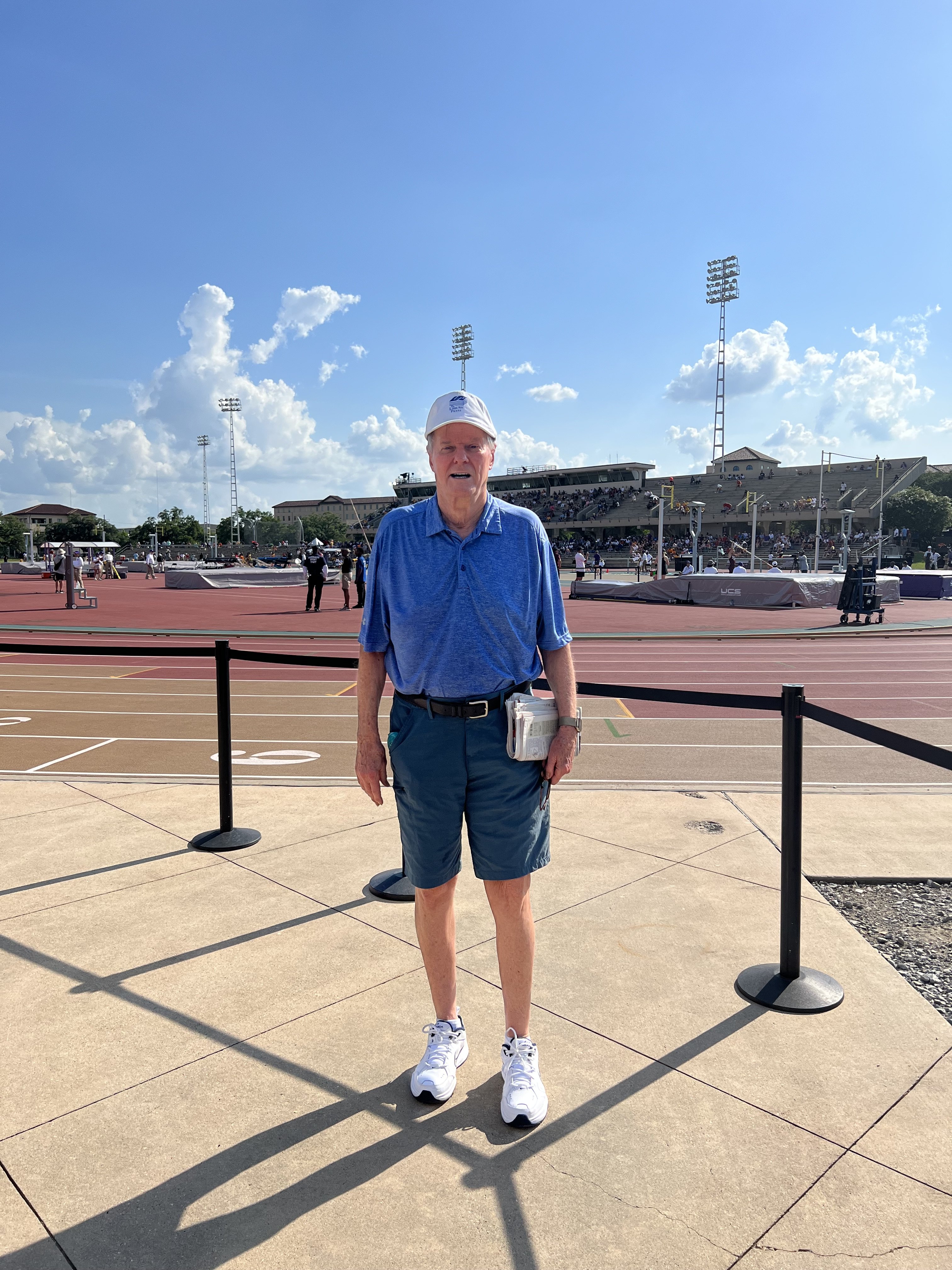 At Furman university in South Carolina where I won the 300 m hurdles, the first time the race was ever run. So guess what? I have the worlds record, right? Well, at least for about three hours.