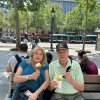 Gladys and I taken ice cream break while shopping along the world-famous Avenue des Champs-Ã‰lysÃ©es in Paris